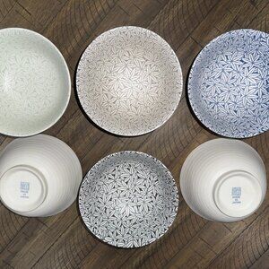 Vintage Japanese Rice Bowl Per Item Blue Gray Matte Maple Leaf Momiji Print 🍁